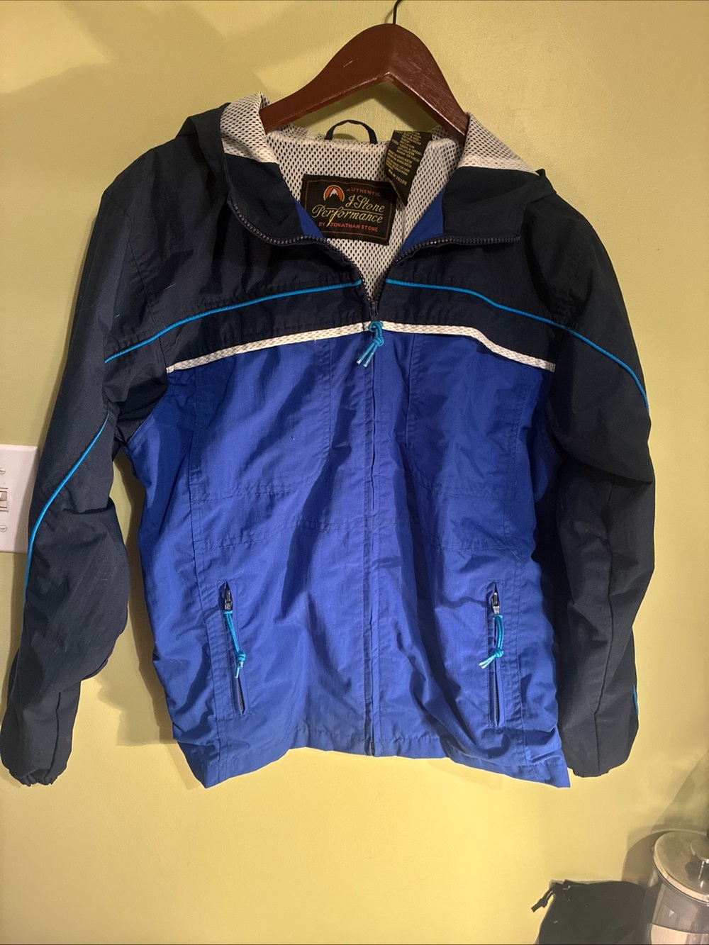 J. Stone Performance Blue Hooded Windbreaker Sz 14/16 Boys